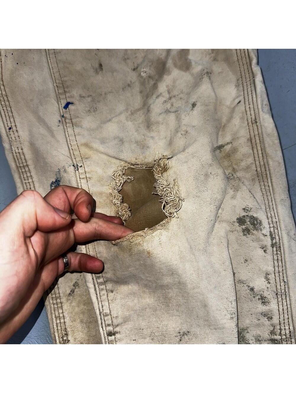 Carhartt VTG Double Knee Carpenter Pants USA B01 Brown Thrashed 34x34 Act 32x32 - Picture 4 of 16